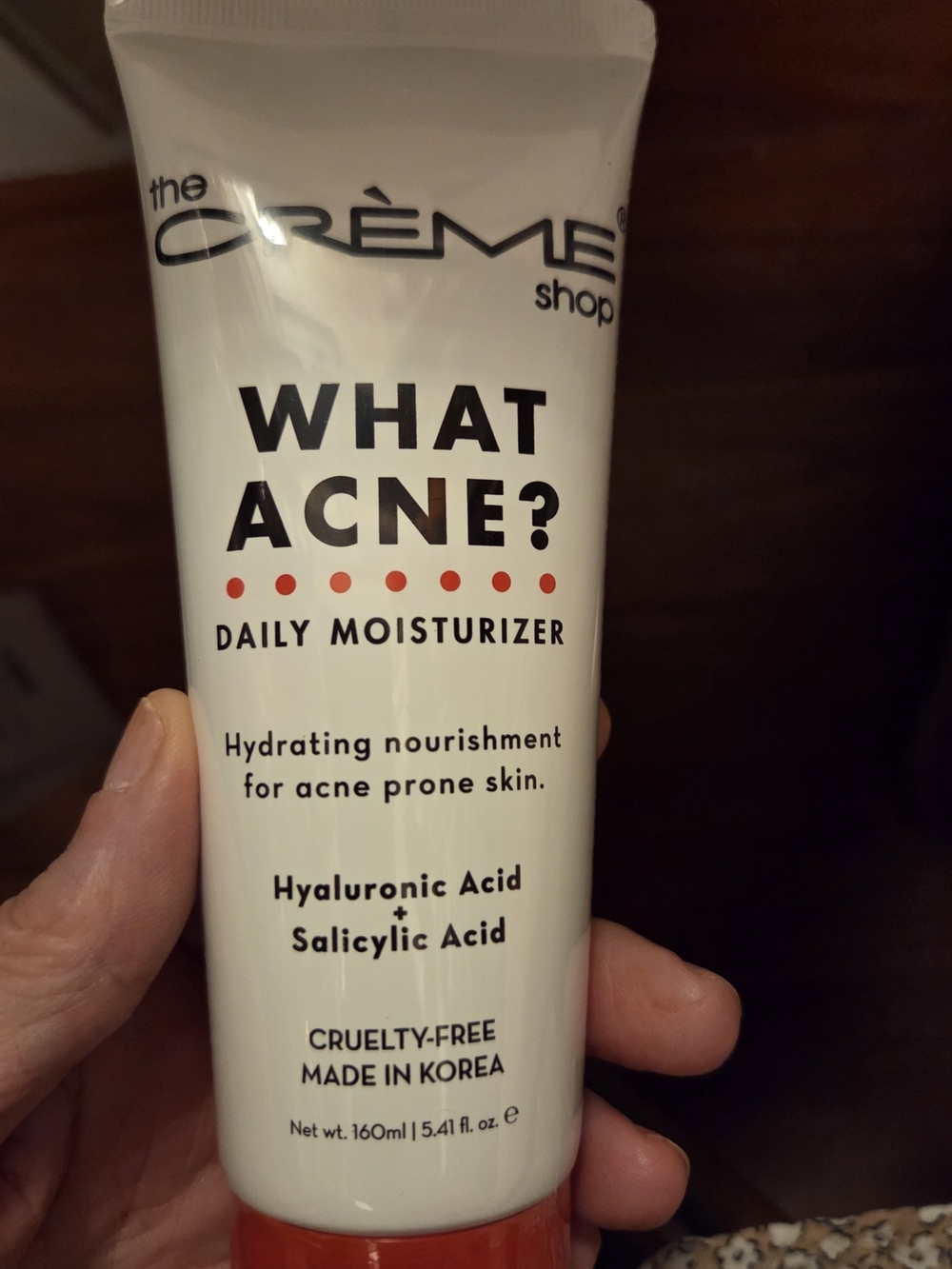 What Acne? Daily Moisturizer The Crème Shop. New Hyaluronic Acid, Salicylic Acid